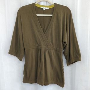 Boden Sweater Womens Size 8 Green Wrap 3/4 sleeve